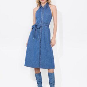 Alice + Olivia CHASSIDY CHAMBRAY MIDI DRESS